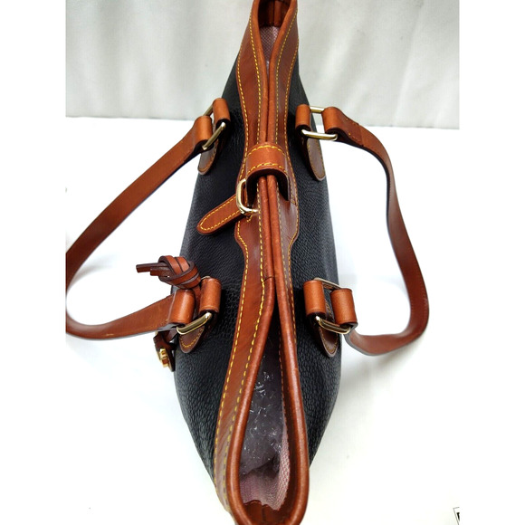 Dooney & Bourke Black Pebbled Leather Double Handles Tote Shoulder Bag - Picture 9 of 15